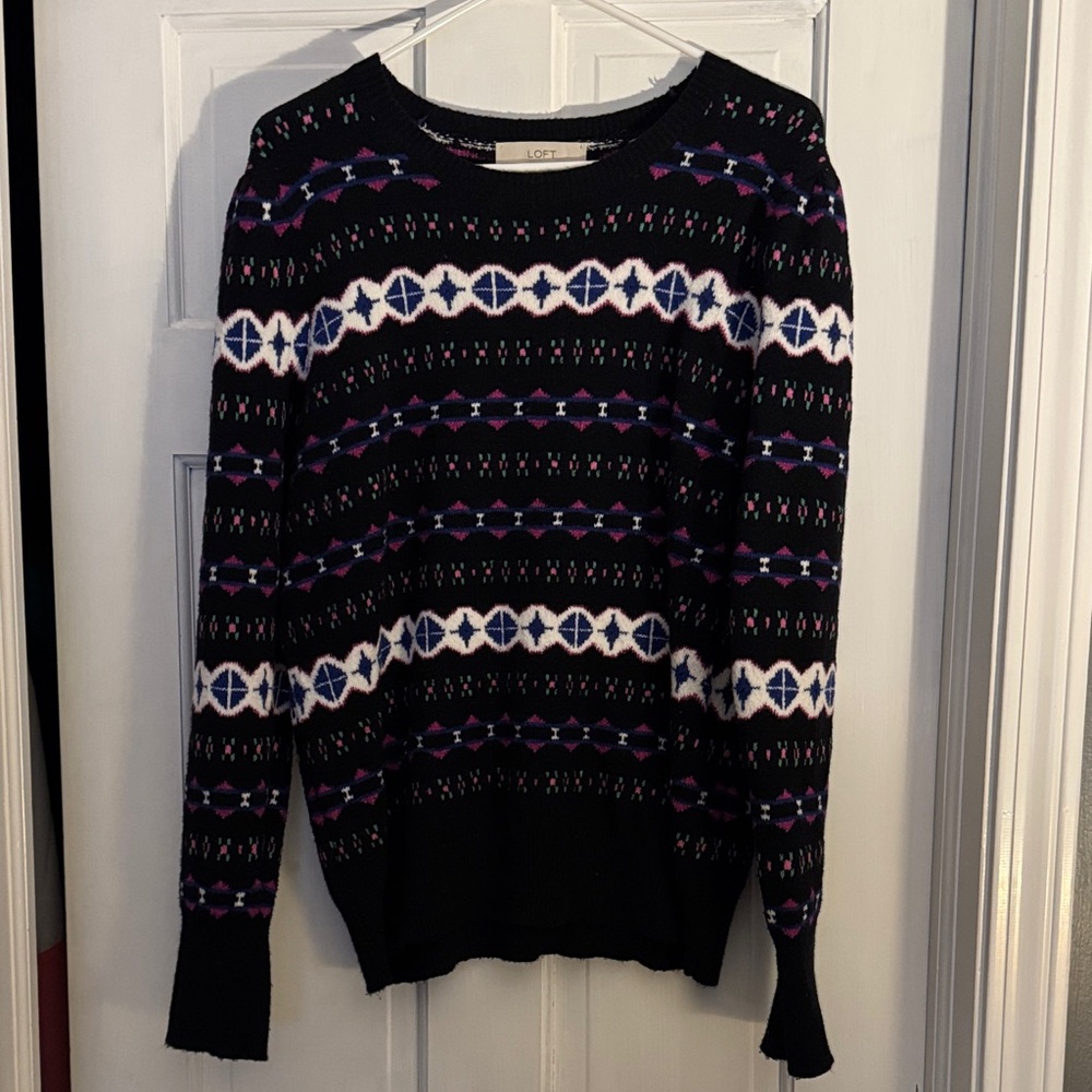 Loft Multicolor Geometric Pattern Sweater - image 1